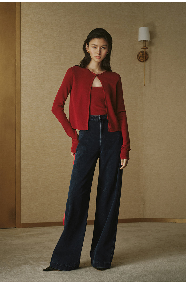 Soft Wool Button Cardigan Cinnabar Red