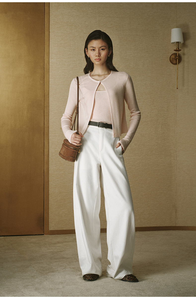 Soft Wool Button Cardigan Dusk Pink