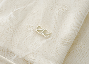 Double-Layer Dot Cardigan in Vanilla White - detail metal trim - Vanilla White
