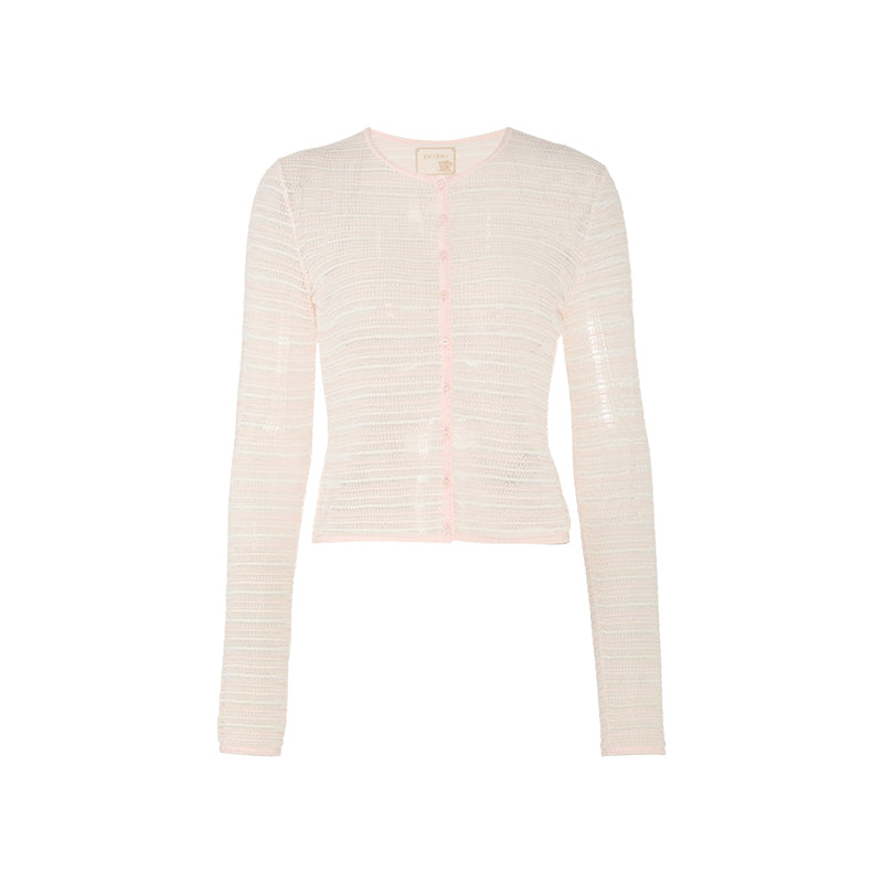 Openwork Crewneck Cardigan