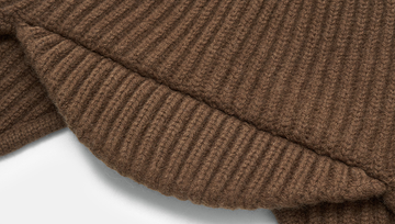 Shaobian Wool Earflap Hat in Sandalwood Brown - Ribbed brim detail