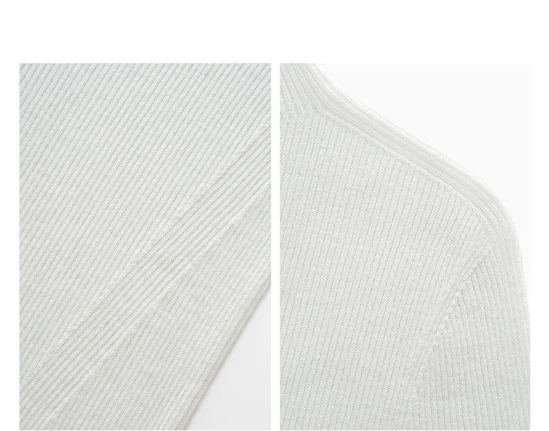 Metallic Wool Mock-Neck Knit Silver White
