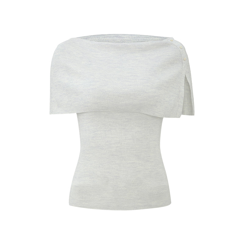 Wool Cape-Layer Knit Top