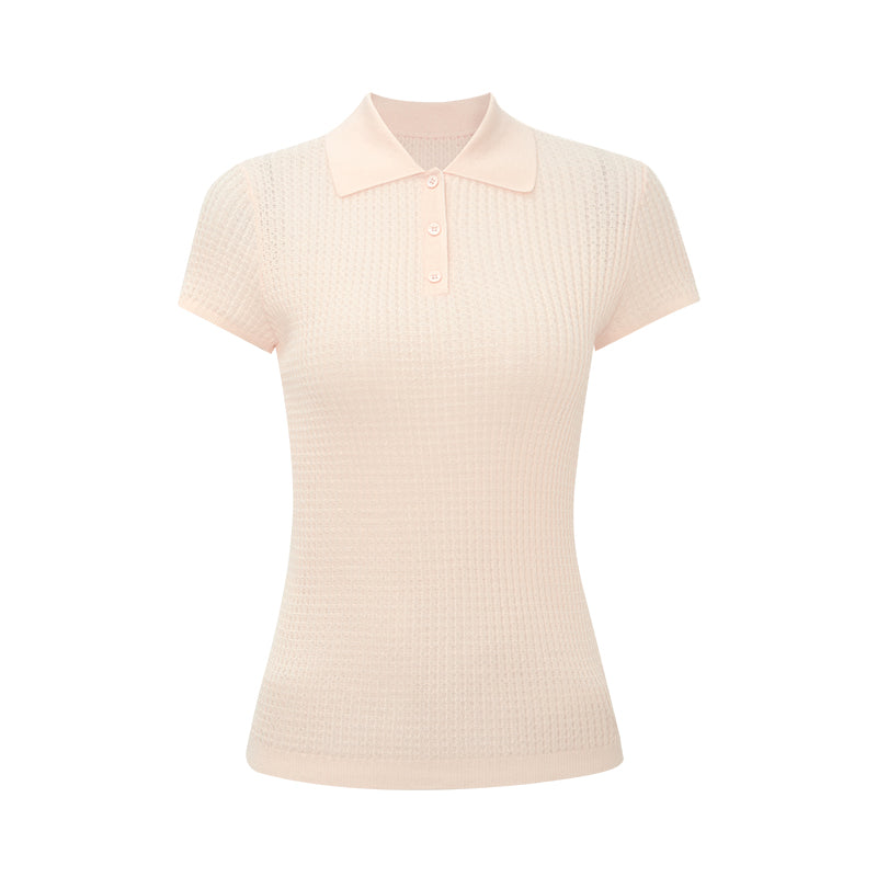 Wool Polo Knit Top