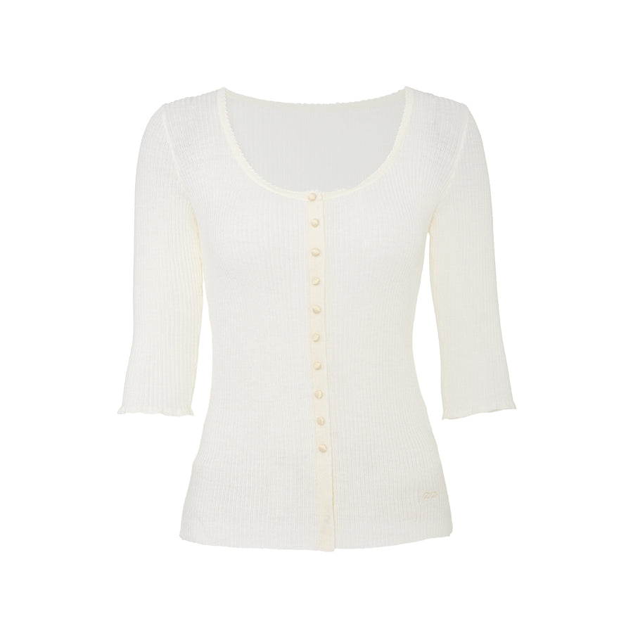 Wool Henley Knit Top