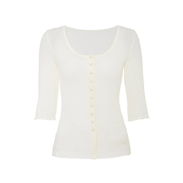 Wool Henley Knit Top