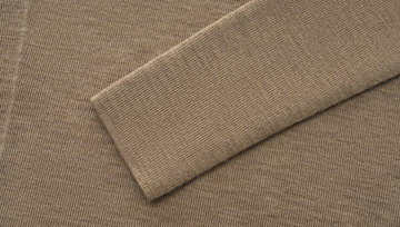Seamless Wool Mockneck in Warm Grey Beige - detail sleeve finish - Warm Grey Beige