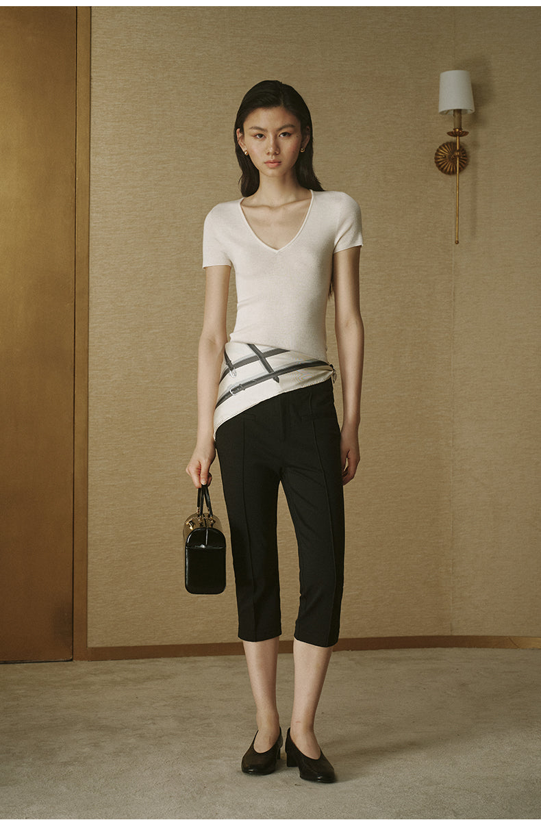 Seamless Wool V-Neck Tee Light Dew Grey