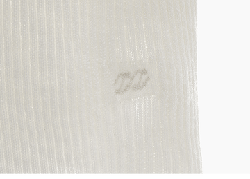 Wool Choker Sweater in Ivory White - detail ribbed knit signature - Ivory White