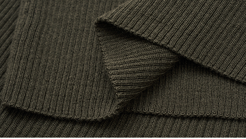 Wool Choker Sweater in Umber Brown - detail ribbed hem - Umber Brown