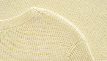 Seamless Wool Round-Neck Tee in Soft Yellow - detail neckline construction - Soft Yellow