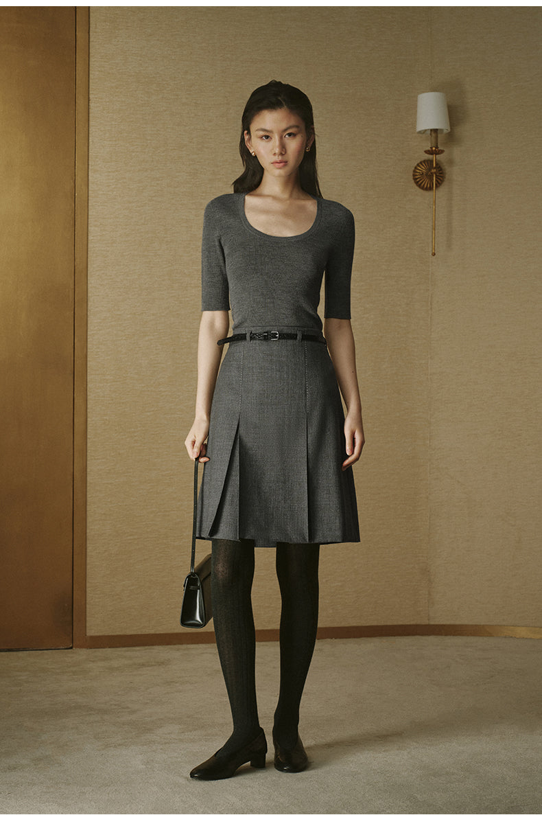 Seamless Mockneck Knit Tee Pine Smoke Grey