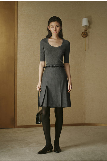Seamless Mockneck Knit Tee Pine Smoke Grey