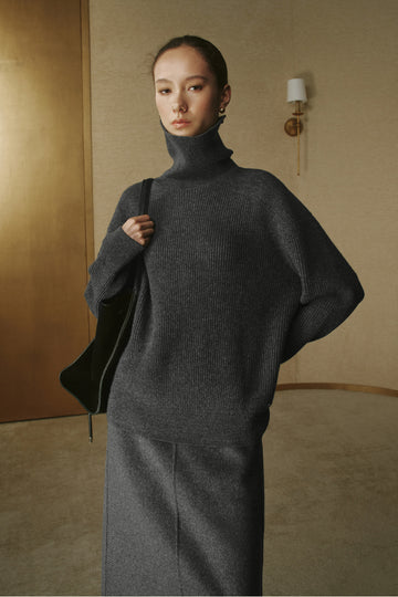Yu Long Zi Turtleneck Wool Sweater - Smoky Ink Grey