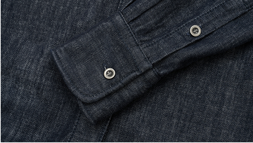 Twisted Denim Shirt in Deep Navy - detail snap cuff - Deep Navy