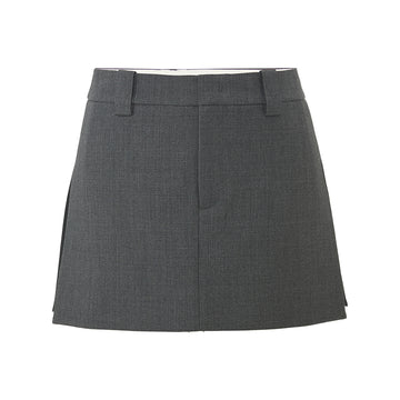 Side-Slit Wool Mini Skirt