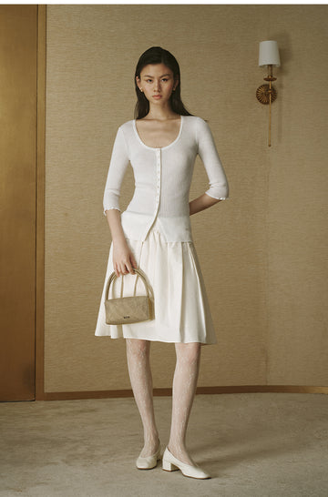 Memory Mini A-Line Skirt Rice Apricot White