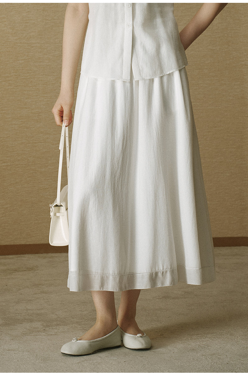 Organza Tencel Linen Skirt Ivory White