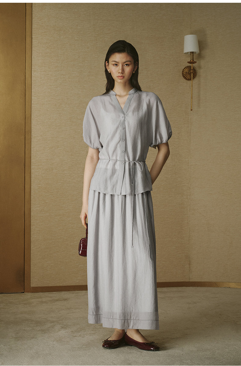 Organza Tencel Linen Skirt Morning Grey