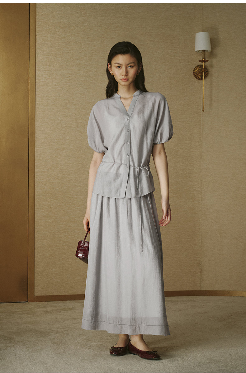 Organza Tencel Linen Skirt Morning Grey