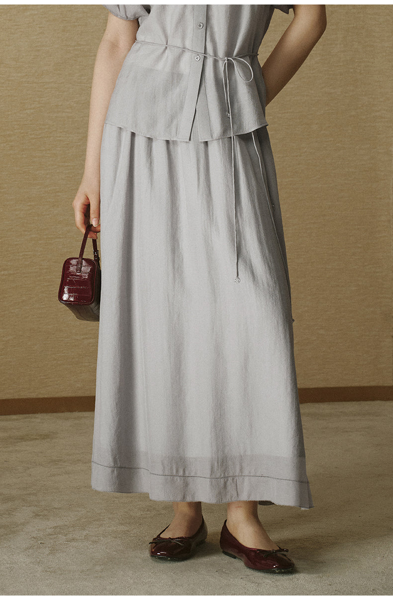 Organza Tencel Linen Skirt Morning Grey