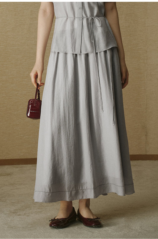 Organza Tencel Linen Skirt Morning Grey