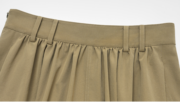 Twill A-Line Skirt in Rock Green Khaki - detail elastic waist construction - Rock Green Khaki