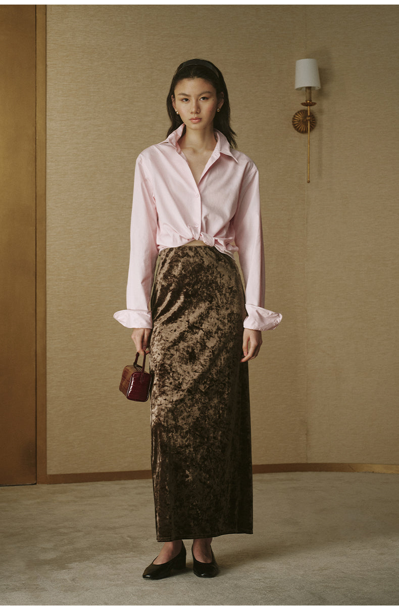 Twisted White Cotton Shirt Mist Pink