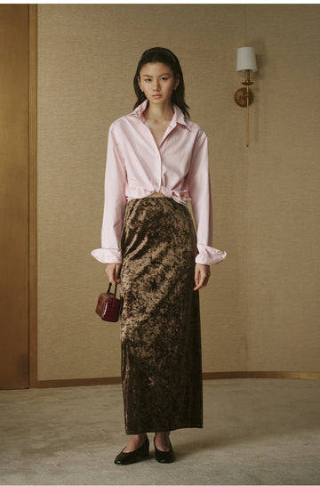 Twisted White Cotton Shirt Mist Pink