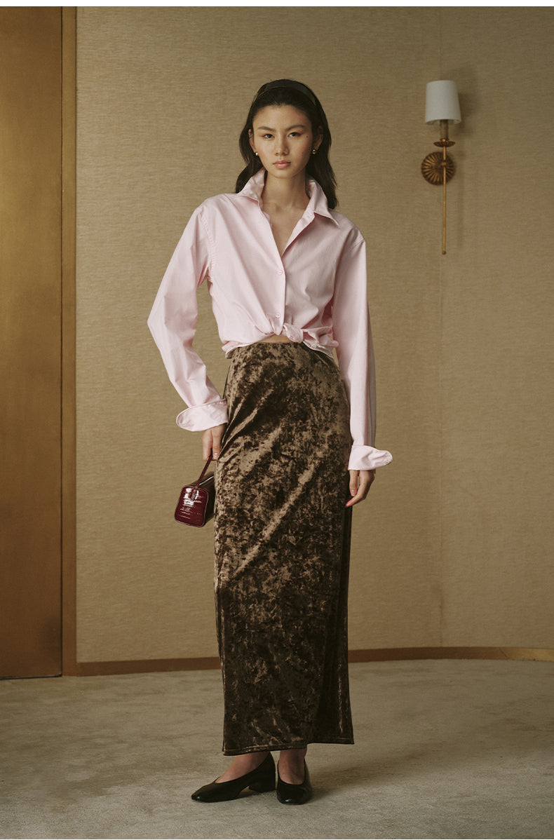 Twisted White Cotton Shirt Mist Pink