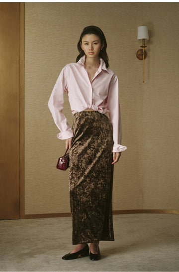 Twisted White Cotton Shirt Mist Pink