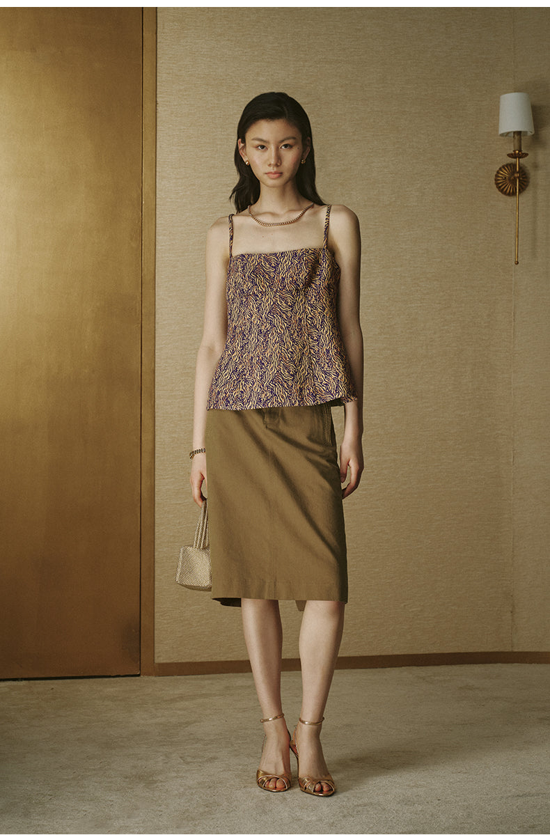 Floral Jacquard Cami Top Yellow Violet Floral
