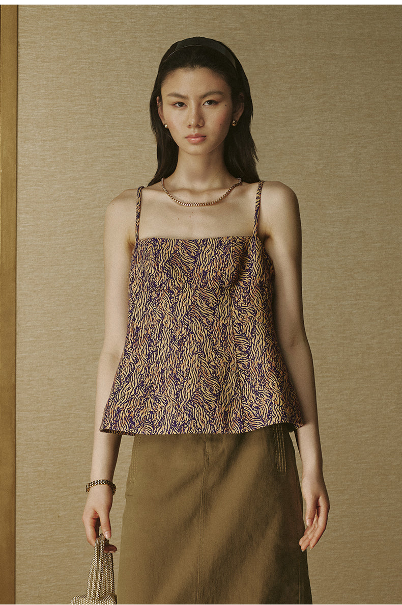 Floral Jacquard Cami Top Yellow Violet Floral
