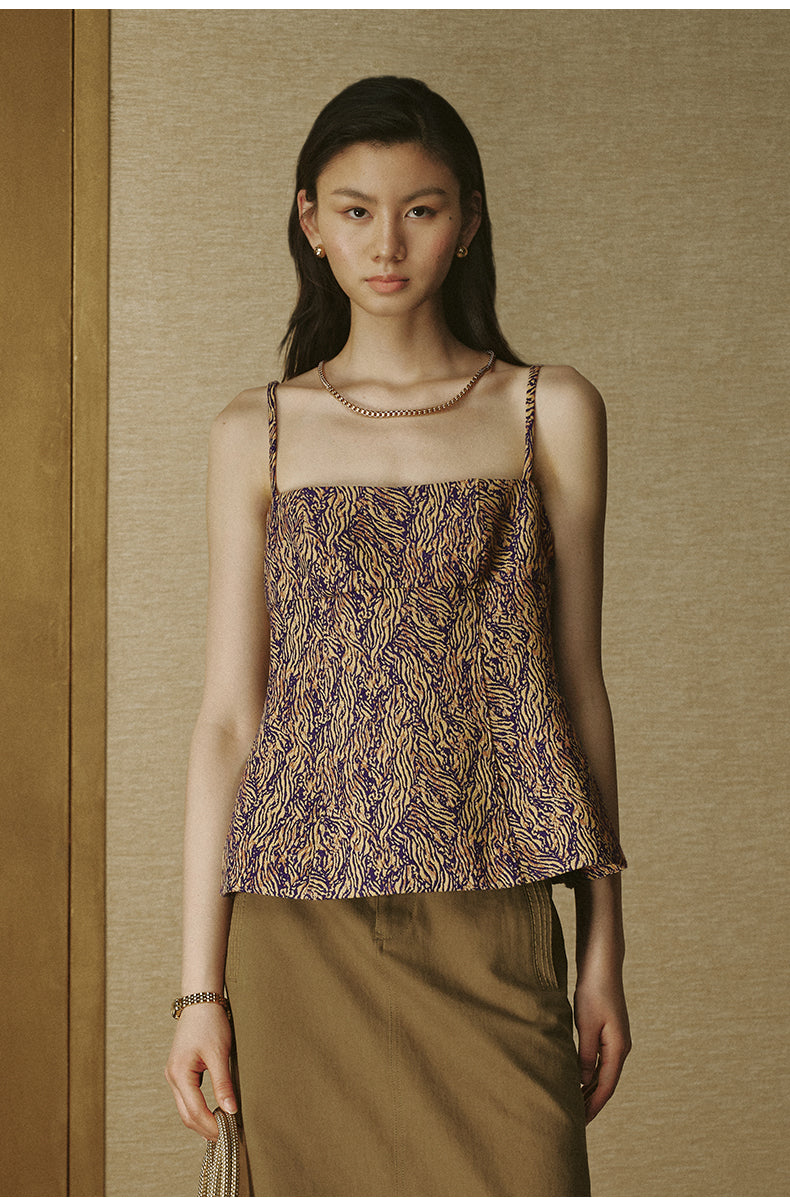 Floral Jacquard Cami Top Yellow Violet Floral