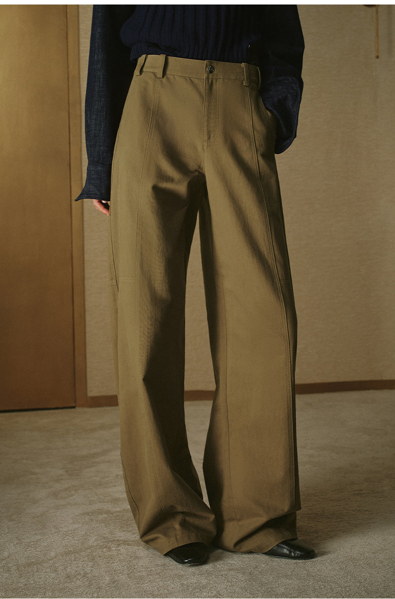 Curved Cotton Twill Trousers - Paris Camel