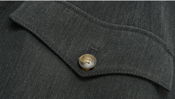 Belted Pleated Wide Trousers in Night Grey - detail buttoned pocket flap - Night Grey