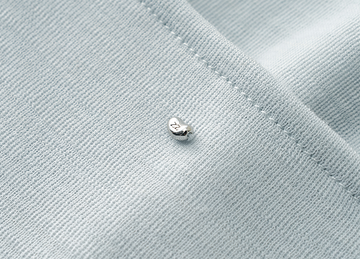 Diamond-Neck Wool Tee in Glacier Blue - detail neckline trim - Glacier Blue