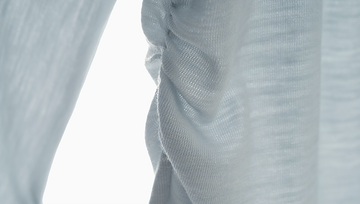 Diamond-Neck Wool Tee in Glacier Blue - detail side gathering - Glacier Blue