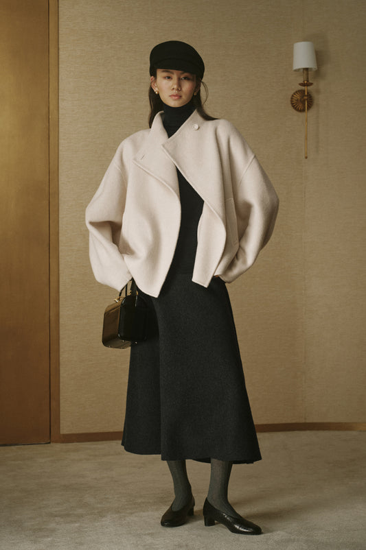 Jiepeiling Stand Collar Swing Coat in Natural Ecru - view 1 - Natural Ecru