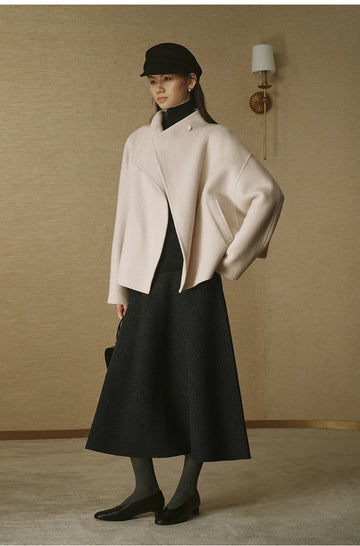 Jiepeiling Stand Collar Swing Coat in Natural Ecru - view 2 - Natural Ecru