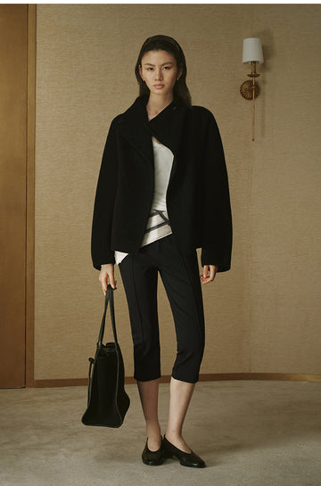Jiepeiling Stand Collar Swing Coat in Deep Ink Black - view 1 - Deep Ink Black