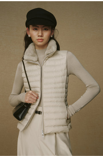 Mo Si Xiang Quilted Down Vest - Cream Ivory