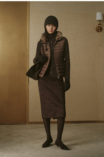 Mo Si Xiang Quilted Down Vest - Chestnut Brown