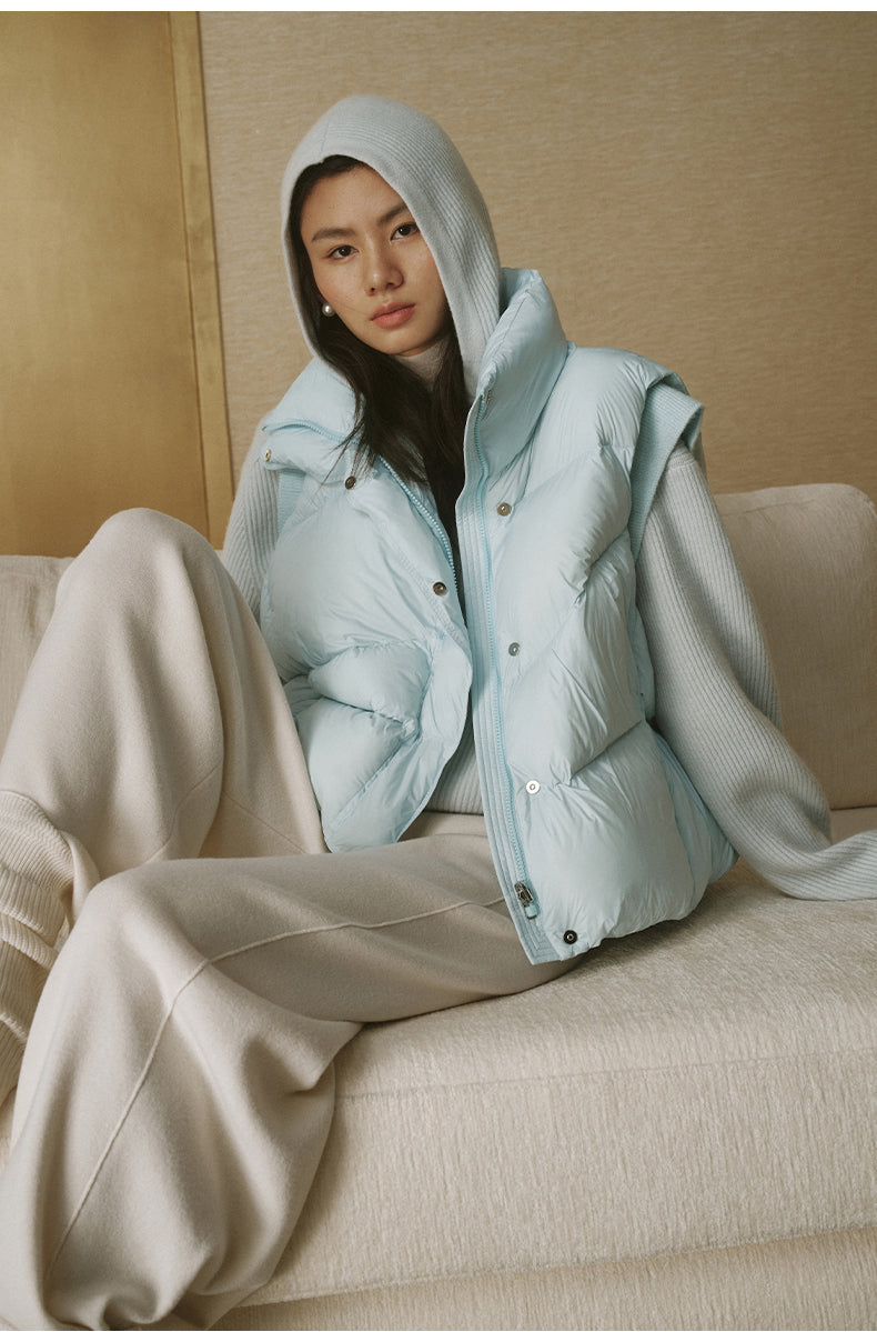 Lu Pan High-Collar Down Vest - Pale Cloud Blue