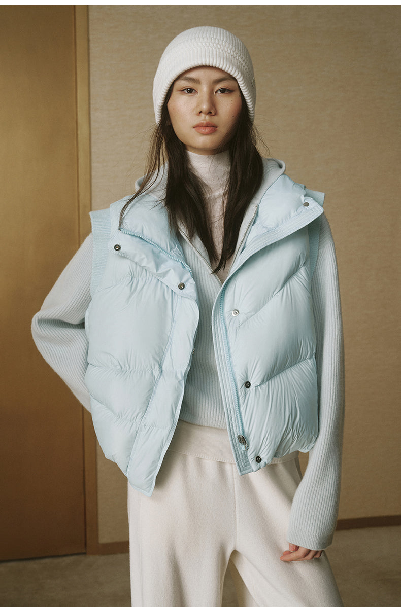 Lu Pan High-Collar Down Vest - Pale Cloud Blue