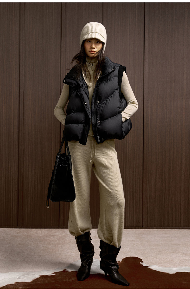 Lu Pan High-Collar Down Vest - Ink Black