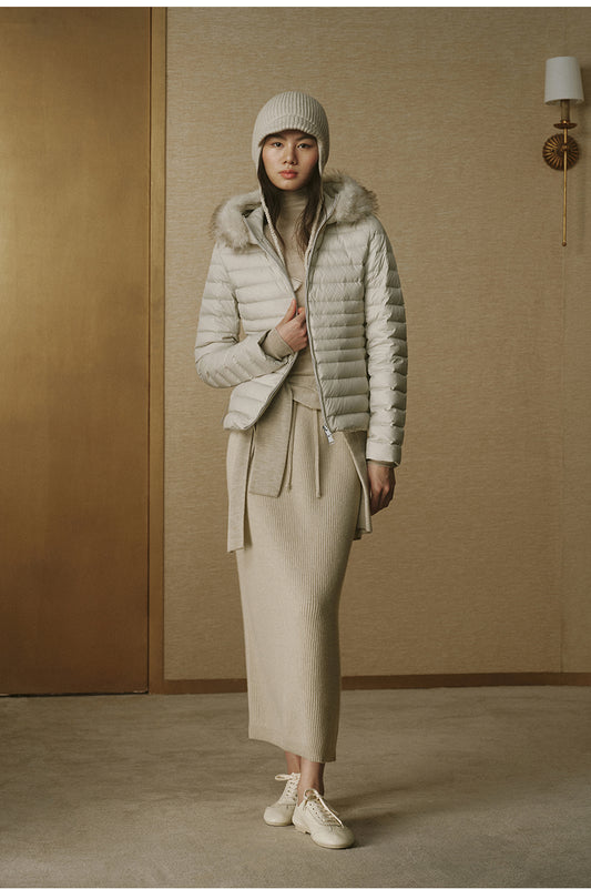 Zhong Qing Ling Hooded Down Jacket - Cream Ivory