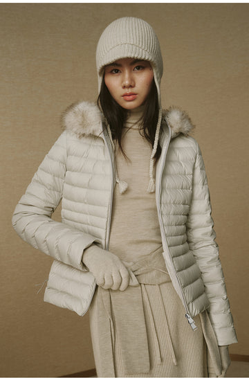 Zhong Qing Ling Hooded Down Jacket - Cream Ivory