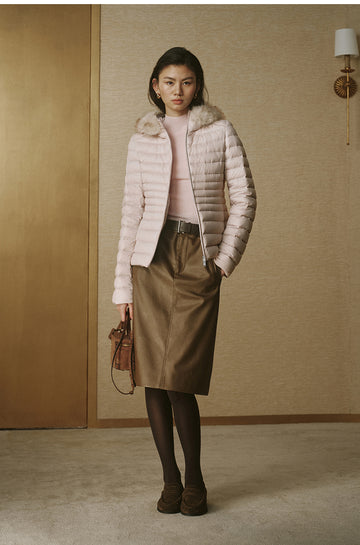 Zhong Qing Ling Hooded Down Jacket - Peach Blossom Pink