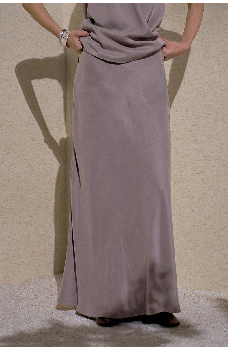 Cupro Flow Midi Skirt Cattail Purple